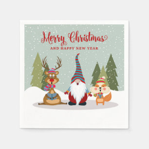 Serviette En Papier Joyeux Noël et bon Nouvel An Gnome