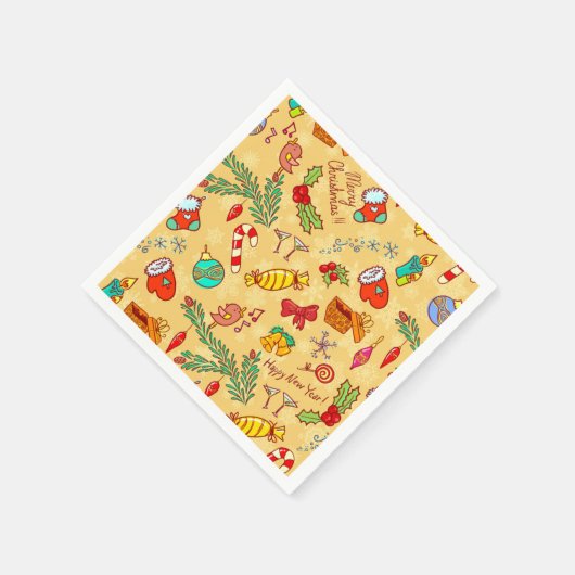 Serviette En Papier Joyeux Noël Et Bonne Année (Coin)