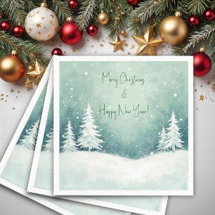 Serviette En Papier Joyeux Noël et Bonne Année à l'aquarelle