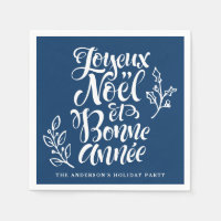 Joyeux Noël et Bonne Année Calligraphie Marine Blu