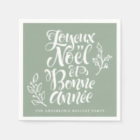 Joyeux Noël et Bonne Année Calligraphie Sage Green