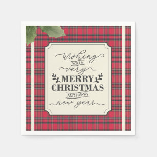 Serviette En Papier Joyeux Noël et Bonne Année Nom du Tartan