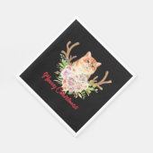 Serviette En Papier Joyeux Noël et chat (Coin)