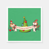 Serviette En Papier Joyeux Noël Et Joyeux Singes Du Nouvel An (Devant)
