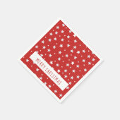 Serviette En Papier Joyeux Noël Etoiles blanches sur rouge (Coin)