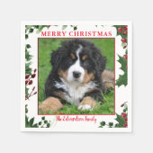 Serviette En Papier Joyeux Noël famille photo nom monogramme (Devant)