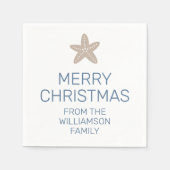 Serviette En Papier Joyeux Noël Famille Simple Starfish Côtier (Devant)