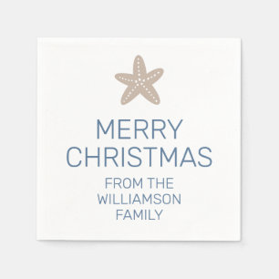 Serviette En Papier Joyeux Noël Famille Simple Starfish Côtier