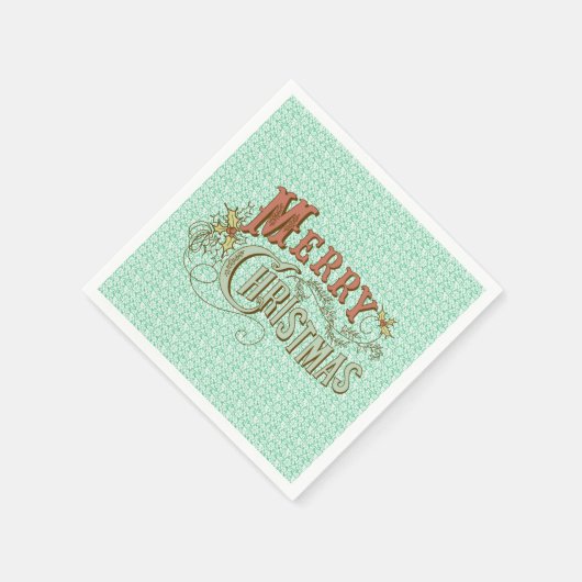 Serviette En Papier Joyeux Noël Fancy Design de texte (Coin)