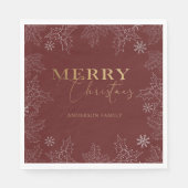 Serviette En Papier Joyeux Noël Faux Foil Élégant Script Monogramme (Devant)
