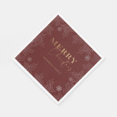 Serviette En Papier Joyeux Noël Faux Foil Élégant Script Monogramme (Coin)