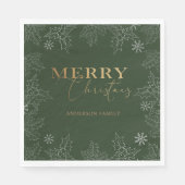 Serviette En Papier Joyeux Noël Faux Foil Élégant Script Monogramme (Devant)