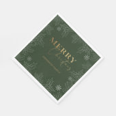 Serviette En Papier Joyeux Noël Faux Foil Élégant Script Monogramme (Coin)