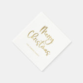 Serviette En Papier Joyeux Noël | Faux Gold Décontracté Script (Coin)
