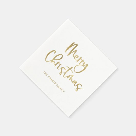 Serviette En Papier Joyeux Noël | Faux Gold Décontracté Script (Coin)