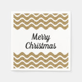 Serviette En Papier Joyeux Noël Faux Gold Parties scintillant Blancs (Devant)