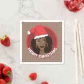 Serviette En Papier Joyeux Noël, Femme noire Santa Hat (En situation)