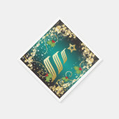Serviette En Papier Joyeux Noël Festif Turquoise Bleu et Or (Coin)