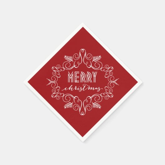 Serviette En Papier Joyeux Noël Festive Foliage Déco Fête de Fêtes (Coin)