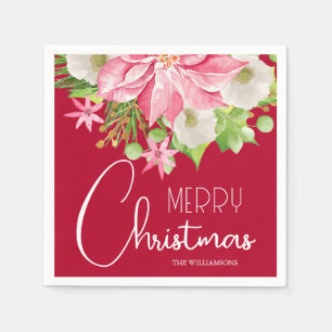 Serviette En Papier Joyeux Noël Fête Florale