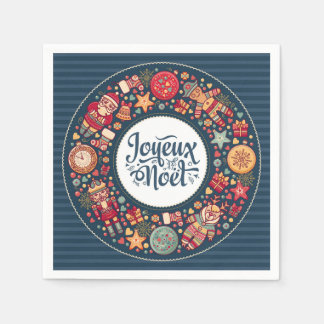 Serviette En Papier Joyeux Noel figurines traditionnelles chic de Noël