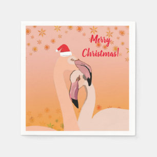 Serviette En Papier Joyeux Noël, Flamant rose Oiseaux
