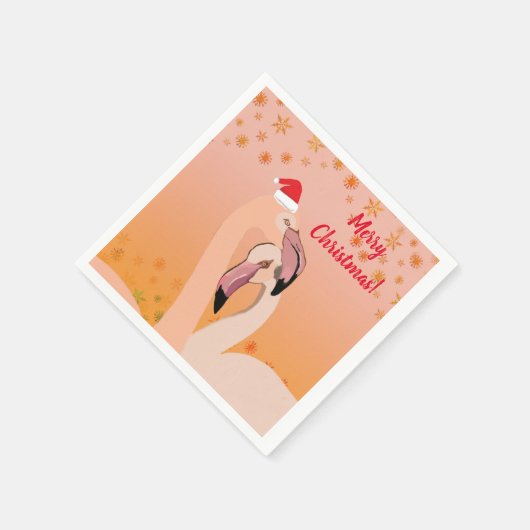 Serviette En Papier Joyeux Noël, Flamant rose Oiseaux (Coin)