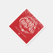 Serviette En Papier Joyeux Noël Flocons de neige Nom de famille (Coin)