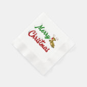 Serviette En Papier Joyeux Noël Flying Reindeer rouge vert script (Coin)