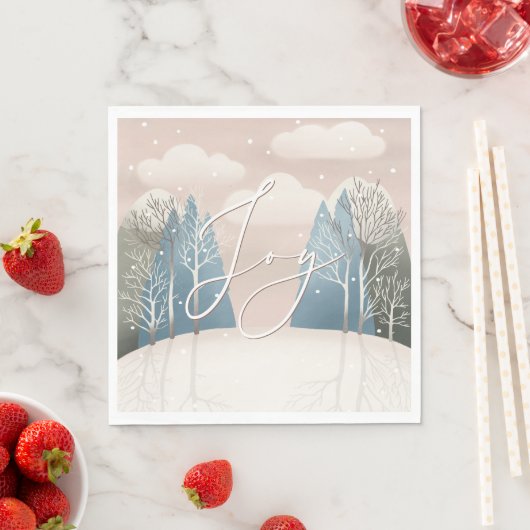 Serviette En Papier Joyeux Noël | Forêt hivernale neige (En situation)