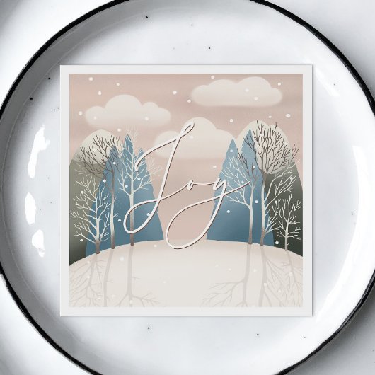 Serviette En Papier Joyeux Noël | Forêt hivernale neige