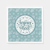 Serviette En Papier Joyeux Noel français Joyeux Noël bleu blanc art (Devant)