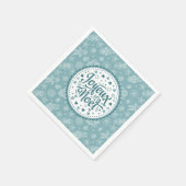 Serviette En Papier Joyeux Noel français Joyeux Noël bleu blanc art (Coin)