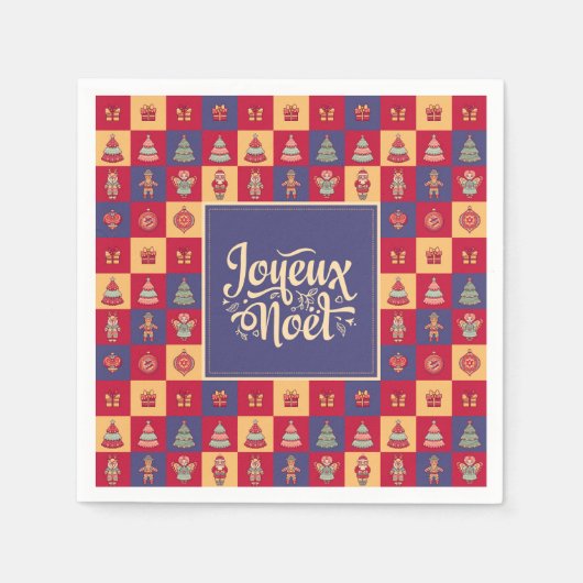Serviette En Papier Joyeux Noel français Joyeux Noël festif chic (Devant)