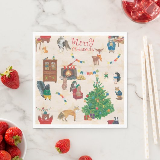 Serviette En Papier Joyeux Noël Fun Wildlife (En situation)