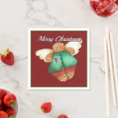 Serviette En Papier Joyeux Noël Gingen Angel Red Napkins (En situation)
