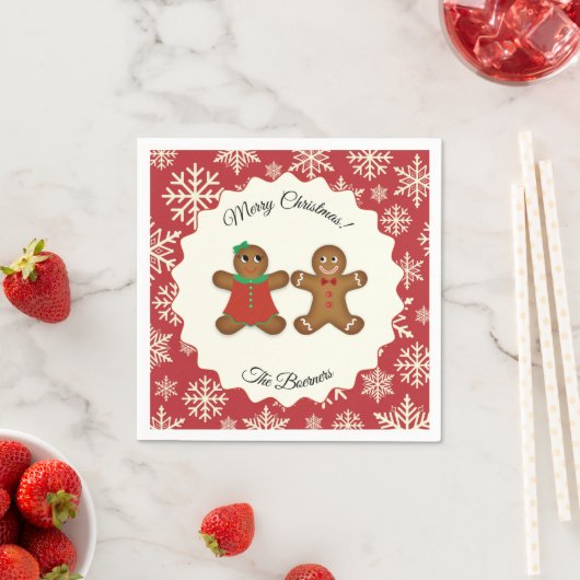 Serviette En Papier Joyeux Noël Gingen Couple Papier (En situation)