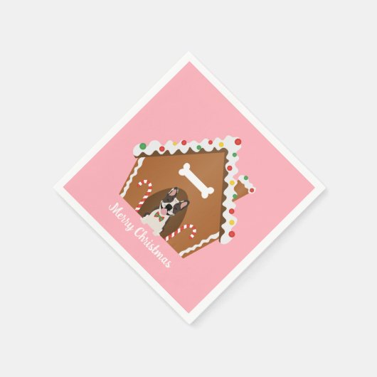 Serviette En Papier Joyeux Noël Gingerbread Maison de chien (Coin)