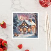 Serviette En Papier Joyeux Noël Gingerbread Maison Fête (En situation)