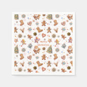 Serviette En Papier Joyeux Noël Gingerpain mignon Fun Blanc (Devant)