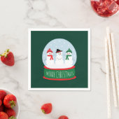 Serviette En Papier Joyeux Noël Globe des neiges Snowmen (En situation)