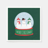 Serviette En Papier Joyeux Noël Globe des neiges Snowmen (Devant)