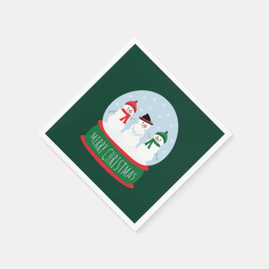 Serviette En Papier Joyeux Noël Globe des neiges Snowmen (Coin)