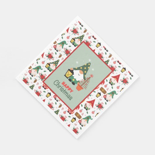 Serviette En Papier Joyeux Noël Gnome (Coin)