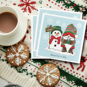 Serviette En Papier Joyeux Noël Gnome Bonhomme de Neige Vacances d'Hiv