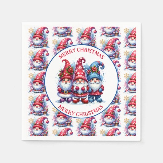 Serviette En Papier Joyeux Noël Gnomes (Devant)