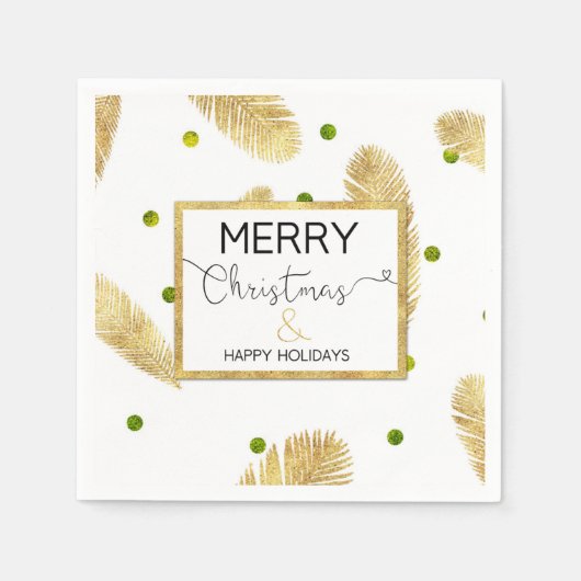 Serviette En Papier Joyeux Noël Gold Parties scintillant Script - Papi (Devant)