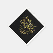 Serviette En Papier Joyeux Noël Gold Script Typographie (Coin)