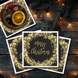 Serviette En Papier Joyeux Noël Gold Stars
