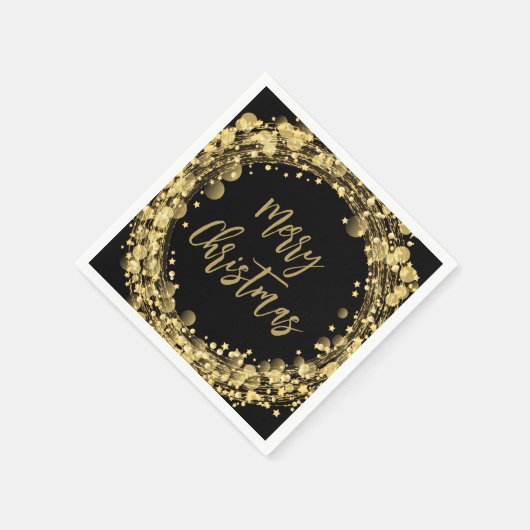 Serviette En Papier Joyeux Noël Gold Stars (Coin)